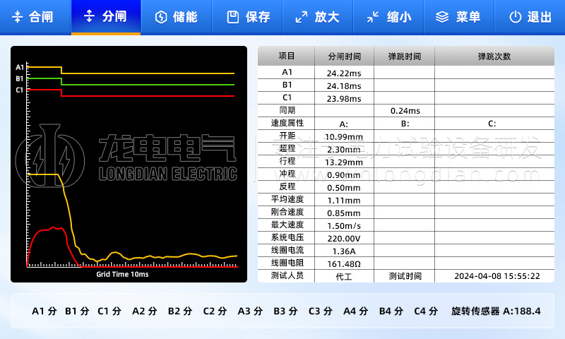 LDGKC系列合分閘測(cè)試界面 LDGKC系列合分閘測(cè)試界面